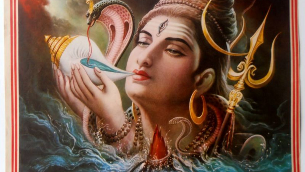 Lord Shiva drinking Halahala or poision